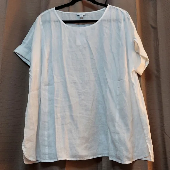 J Jill purejill Linen Popover Top White XL - Picture 2 of 7